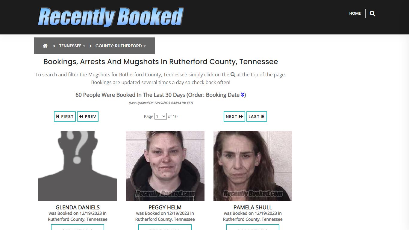 Bookings, Arrests and Mugshots in Rutherford County, Tennessee